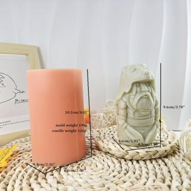 Imagem de Moldes de vela de silicone Odin ThorTyr nórdico pagão feito à mão molde de figura personalizada reutilizável molde de cera nórdica DIY presentes decoração de mesa (VERMELHO)