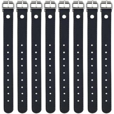 Imagem de GORGECRAFT Cesto de bicicleta ajustável, 8 peças, cintos de carga dianteiros com fivela, furos pré-perfurados, pulseira de couro sintético plano preto para bicicleta, scooter, ciclismo, guidão