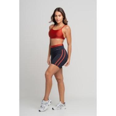 Imagem de Conjunto Short Fitness Poliamida Preto com Chapado + Top Glow Verde Cruzado nas Costas-Feminino