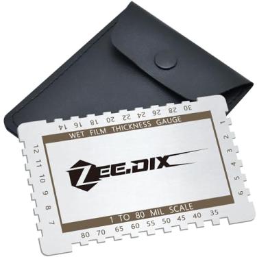 Imagem de ZeeDix Medidor De Espessura Película Úmida Metal Em Aço Inoxidável, Pente, Escala 1 A 80 Mil, Degrau Dupla E Ferramenta Entalhada Para Tintas Resinas