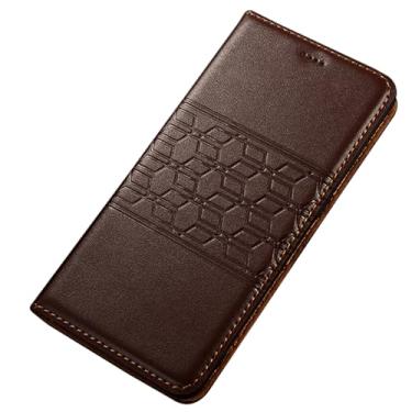 Imagem de POYUFRG Capa de couro genuíno para Xiaomi 17 Pro Max/17 Pro/17, capa carteira de negócios vintage flip magnética com compartimento para cartão, marrom, 17 ProMax