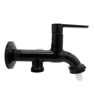 Imagem de Torneira Pia Cozinha Tanque Máquina Jardim 2 Saídas Abs Preta 1/4v