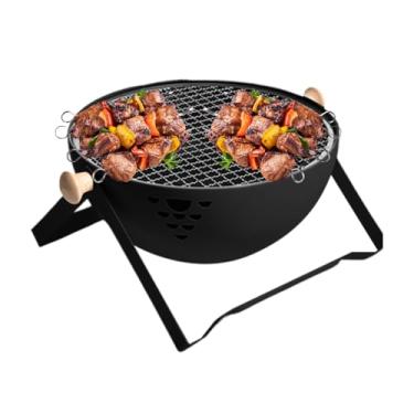 Imagem de Churrasqueira a Carvão - Fogão Portátil Dobrável de Mão,Churrasqueira com Ponteira Anti-Queimadura | Para Exterior Jardim Acampamento Viagem Piquenique