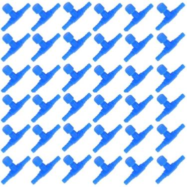 Imagem de Válvulas de controle de ar de aquário para tubos de linha aérea de 3/16 "(4 mm) ID, conectores de mangueira em forma de T preto ajustável Reguladores de controle de fluxo de (blue)