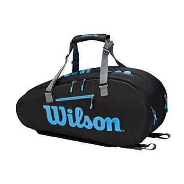 Imagem de WILSON Bolsa de raquete ultra tênis – preto/azul, comporta até 9 raquetes