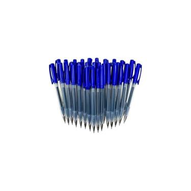Imagem de Caneta Esferográfica Azul, Ponta 1.0mm, Corpo Transparente, 25 Unidades, Plástico, 14.5cm