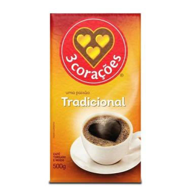 Imagem de Café 3 Corações Tradicional Torrado e Moído a Vácuo 500g