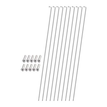 Imagem de harayaa Kit de manutenção com 10 raios de aço inoxidável de 2 mm (14G) para rodas de 26", 27,5" e 29" - Acessórios para ciclismo, 25.4 Cm X 2 Mm
