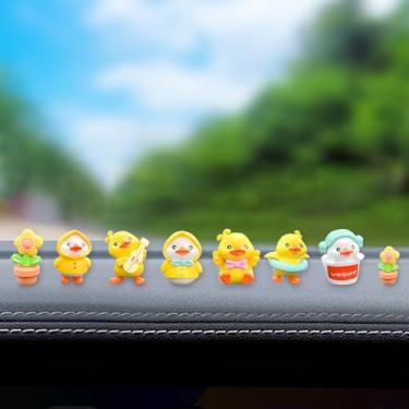 Imagem de DUSCOKE 8 peças bonitas decorações de painel de carro de pato, ornamento engraçado de resina espelho retrovisor presente para mulheres, mini animal auto interior acessórios de mesa para escritório