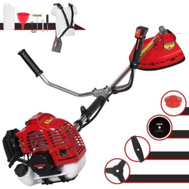 Imagem de Roçadeira Profissional Lateral Kawashima Kw52l À Gasolina 52c 2,5hp + Faca 2 Pontas Duraline 330mm 2,7mm + Faca 80 Dent