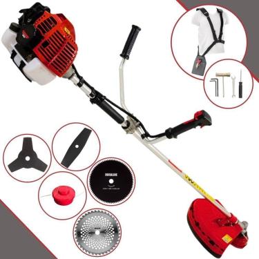 Imagem de Roçadeira Profissional Lateral Kawashima Kw52l À Gasolina 52c 2,5hp + Faca 2 Pontas 330mm + Faca 40 Dentes 255mm + Faca