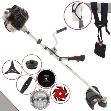 Imagem de Roçadeira Profissional Lateral Kawashima Kw43le À Gasolina 43cc 1,7hp + Faca 2 Pontas + Faca 40 Dentes + Faca 80 Dentes