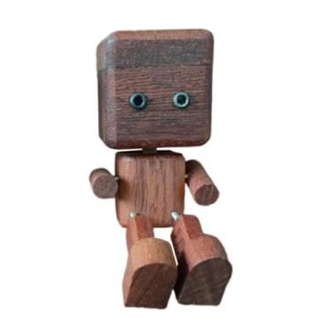 Imagem de XLWLLNJ Enfeite de mesa portátil em forma de boneco de madeira com pés que se mexem, ideal para decoração de painel de carro, escritório e armário, CafÉ