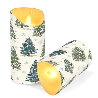 Imagem de ATTX Pacote com 2 velas de árvore de Natal sem chama – 7,6 cm x 9,9 cm de LED com controle remoto e temporizador para casa, casamento, decoração de acampamento #47