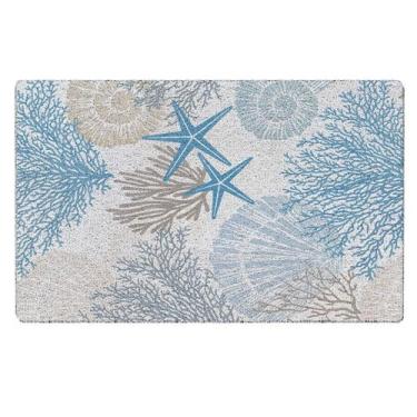 Imagem de Tapete Qabliqo Blue Beach Door Door Tapete 43x76 cm antiderrapante