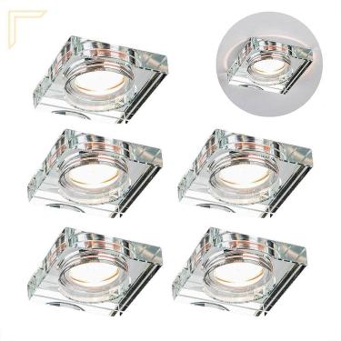 Imagem de 5 Spot Espelhado De Cristal Embutir Quadrado Mr16 Ac593