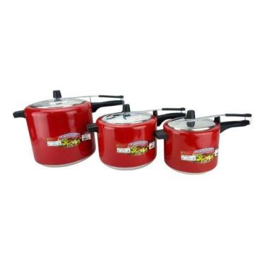 Imagem de Panelas De Pressão 10 Litros 7 Litros E 4,5 Litros Vermelho - Multi Al