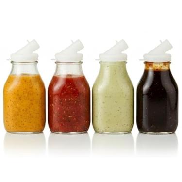 Imagem de Coqueteleira de molho de salada de 473 ml – Recipiente dispensador de molho de salada com tampa à prova de adulteração – Pacote com 4 por kitchentoolz