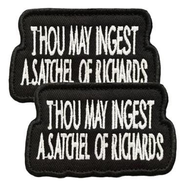 Imagem de 2 peças Thou May Ingest a Satchel Funny Tactical Moral Meme Sayings Applique Fastener Hook & Loop Emblema bordado para roupas, uniforme, mochilas, chapéus, bolsas, colete de cachorro