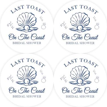 Imagem de 40 peças de adesivos Last Toast On The Coast Thank You, Coastal Bachelorette Thank You, etiquetas redondas de noiva costeira para lembrancinhas de casamento na praia/chá de panela