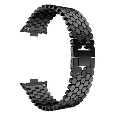 Imagem de JDIME Pulseira de aço inoxidável de 22 mm para Redmi Watch 4 para Xiaomi Watch 8 Pro Miband Pulseira de metal ajustável Correas Watch Watch (preta, para Miband 8 Pro)