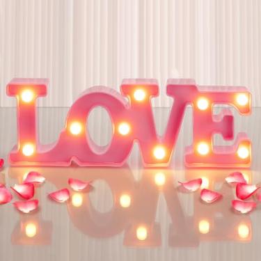 Imagem de Sinal de amor, luzes LED em forma de letras para dia dos namorados – letreiro para decoração romântica de dia dos namorados, néon para propor casamento, aniversário, lua de mel, decoração de casa -