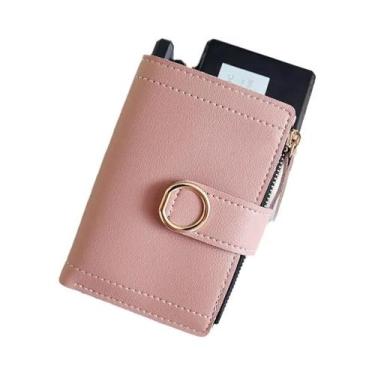 Imagem de Carteira Curta Feminina De PU Com Zíper, Porta-Cartões E Porta-Moedas,