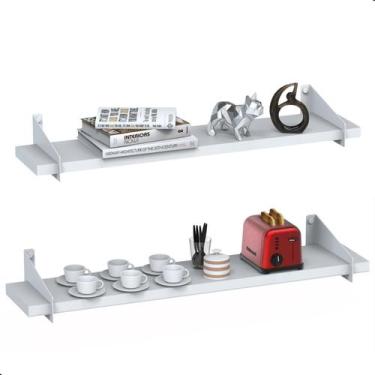 Imagem de 2 Prateleiras De Madeira Estilo Industrial Suspensa Max60Bb - Metalcro