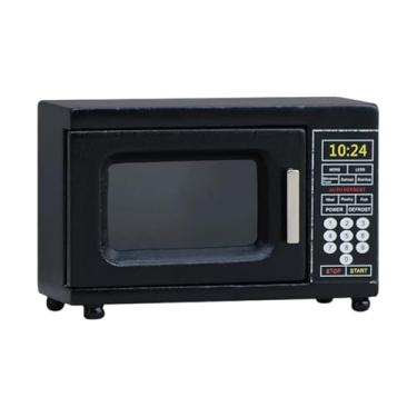 Imagem de MotiveTech Mini forno de micro-ondas para casa de bonecas, escala 1:12, eletrodoméstico de cozinha para decoração em miniatura.