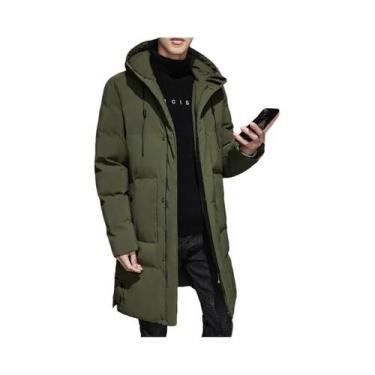 Imagem de Parka Masculina Longa De Algodão Acolchoada Quente Cor Sólida Estilo F
