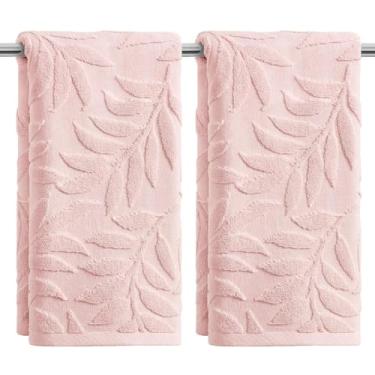 Imagem de Artoid Mode 2 peças de toalhas de mão rosa 3D jacquard primavera para banheiro, 100% algodão macio absorvente toalha de decoração de banheiro, 14,7 x 29,5 polegadas