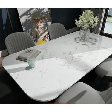 Imagem de Papel de parede simulado textura de mármore impermeável à prova de óleo resistente a manchas autoadesivo ecológico banheiro e cozinha bancada película protetora resistente a altas temperaturas branco