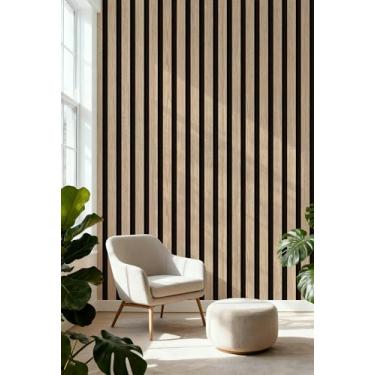 Imagem de Papel de parede com efeito de grade de madeira autoadesivo para sala de estar, cozinha e quarto, material de PVC impermeável para renovação de parede Phoebe zhennan grade de madeira 45 * 1000 cm