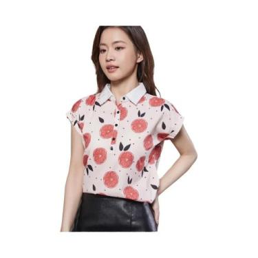 Imagem de Blusa Feminina Casual de Chiffon - Manga Curta, Estampada e Gola Solta