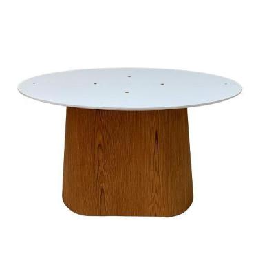 Imagem de Base para Mesa de Jantar Cone Oval Laminada em Madeira Freijó para Tam