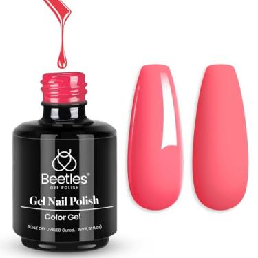 Imagem de Esmalte de gel rosa Beetles - coquetel de morango 15 ml/0,51Fl Oz, esmalte de gel rosa claro, lâmpada LED UV de imersão para unhas, manicure de longa duração, faça você mesmo, unhas de dia dos