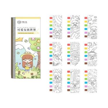 Imagem de Livro De Colorir Com Tinta Aquarela Para Crianças, 12 Páginas Com Cane