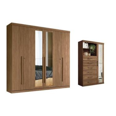 Imagem de Guarda Roupa 2 Peças (1GuardaRoupa+1Cômoda) QC362 Jatobá - Santos Andi
