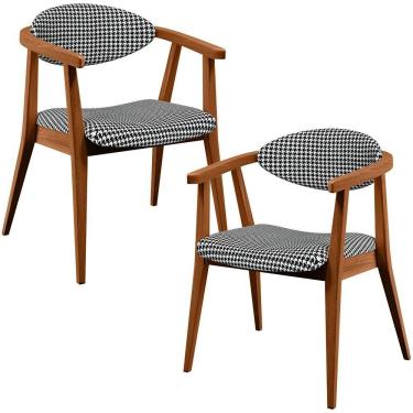 Imagem de Kit 02 Poltronas Decorativas Para Sala De Estar Jantar Cecília L02 Pied Poule