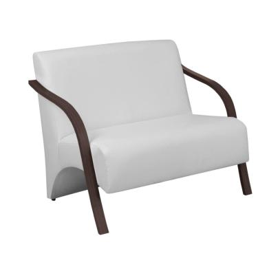 Imagem de Poltrona Vênus 2 Lugar Braço Madeira Courino Branco