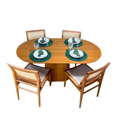 Imagem de Mesa De Jantar Cone Retangular Arredondada 235x122cm Madeira Freijó