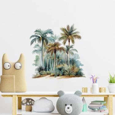 Imagem de Adesivos de parede Tropical Palmeiras autoadesivas em PVC 60x60cm - yi