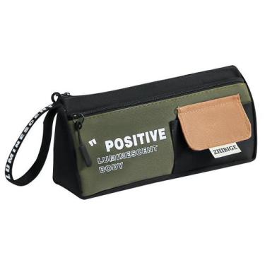 Imagem de Estojo de lápis de grande capacidade com design de texto positivo de c