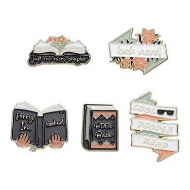 Imagem de Conjunto de broches Creative Book Theme Alloy Blouse Pins - yiweisai