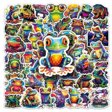 Imagem de Adesivos Cute Frog, 50 peças, decalques de vinil de desenhos animados 