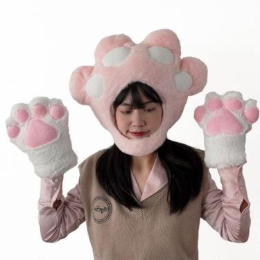 Imagem de Fone de ouvido de pelúcia Cat Paw Hat, lindo chapéu de cosplay rosa Ca