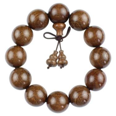 Imagem de Pulseira de madeira de palaquium, 18 mm, miçangas, 13 peças, grão dour