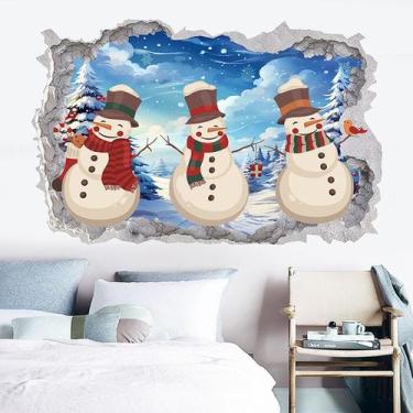 Imagem de Adesivos de parede de desenho animado de Natal Snowman PVC 60x40cm - y