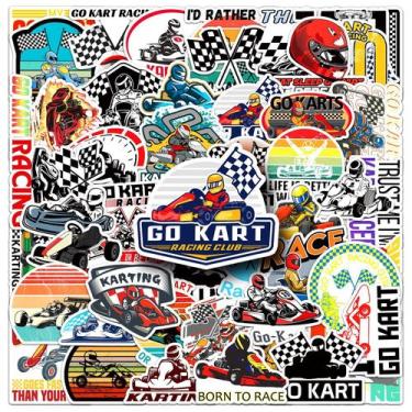 Imagem de Adesivos Go Kart Racing, 50 peças de decalques coloridos de karting - 