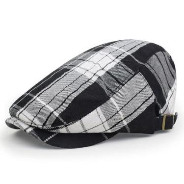 Imagem de Boné plano Gatsby Newsboy Hat Scally Cap para homens de algodão/jeans 
